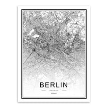 Load image into Gallery viewer, Black White Custom World City Map Paris London New York Posters Nordic Living Room Wall Art Pictures Home Decor Canvas Paintings