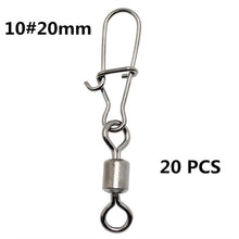 Load image into Gallery viewer, 20 Pcs/Lot 2# 4# 6# 8# 10# Rolling Fishing Swivel With Nice Snap Sea Fishing Rolling Swivels Connector Carp Fishing Accessories

